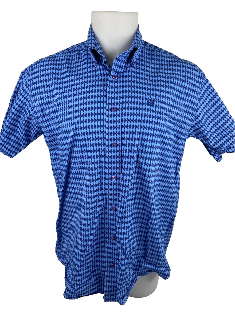 Cinch Men Small Blue Argyle Diamond Button Front Shirt Casual Western Comfort